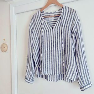 RAILS‎ Striped Blouse with Blue, White, and Gold - Sz S